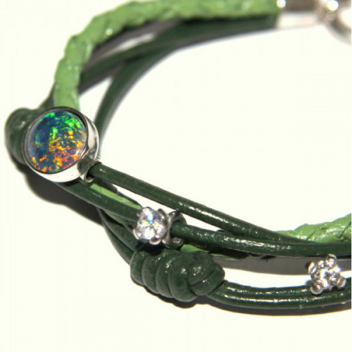 Náramek s kůží a stříbrnými ozdobami-pouze ORIGINÁL