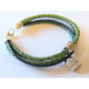 náramek s zelenomodrou kůží a stříbrným třmenem
