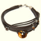 Náramek s kůží a stříbrnými ozdobami-pouze ORIGINÁL